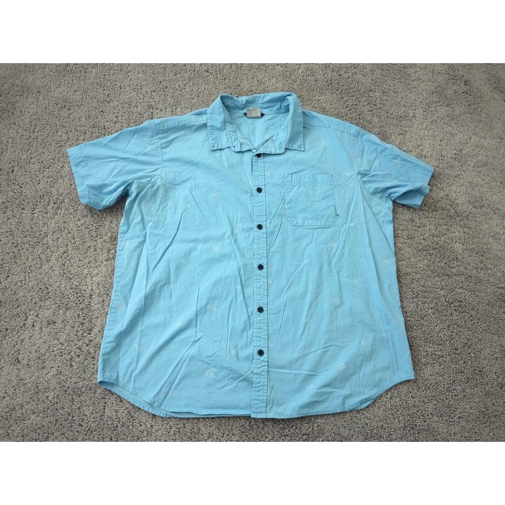 Columbia Button‎ Up Shirt Mens XXL Blue Short Sleeve Chest Pocket Regular Fit